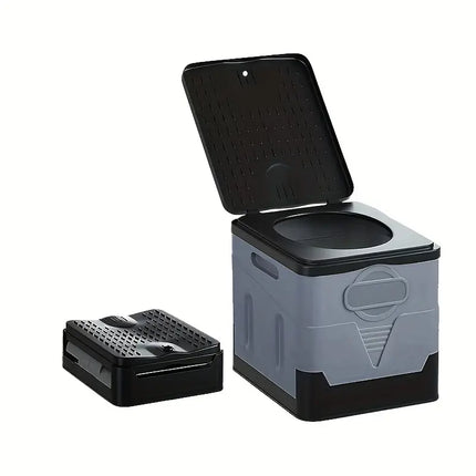 Portable Outdoor Toilet — Foldable, Removable Tank, Grey