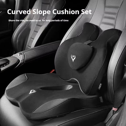 Cotton Seat Cushion & Lumbar Support Set — Ergonomic Comfort, 2 Colors