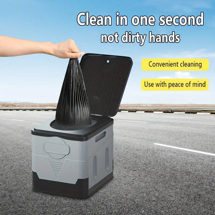 Portable Outdoor Toilet — Foldable, Removable Tank, Grey