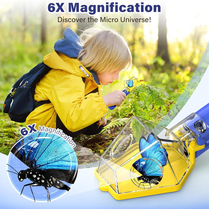 Bug Catcher Kit for Kids — 6X Magnifying Glass, STEM Toy, 4 Colors