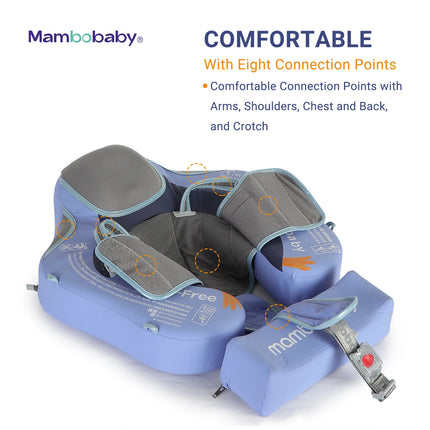 Mambobaby Baby Chest Float with UPF 50+ Canopy | Non-Inflatable Five-Point Safety Harness | Penguin & Turtle | 3–24 Months
