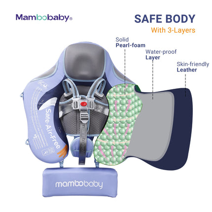 Mambobaby Baby Chest Float with UPF 50+ Canopy | Non-Inflatable Five-Point Safety Harness | Penguin & Turtle | 3–24 Months