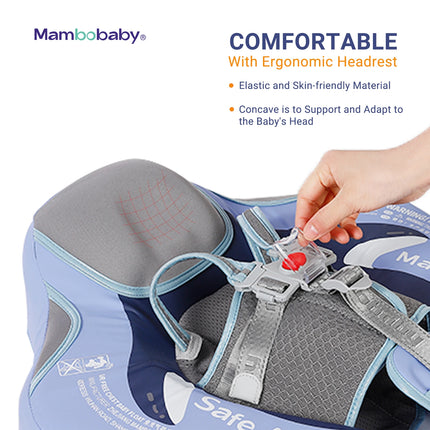 Mambobaby Baby Chest Float with UPF 50+ Canopy | Non-Inflatable Five-Point Safety Harness | Penguin & Turtle | 3–24 Months