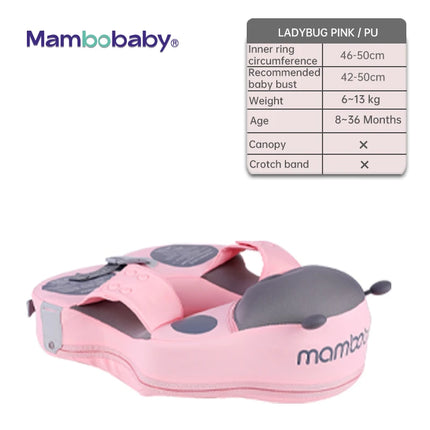 Mambobaby Baby Swimming Float | Non-Inflatable Shoulder Float with Optional Sun Canopy | 6–72 Months | Blue, Pink & Yellow