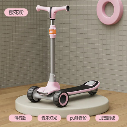 Foldable Kids Scooter with LED Wheels – Ages 2–8 | White, Blue & Pink