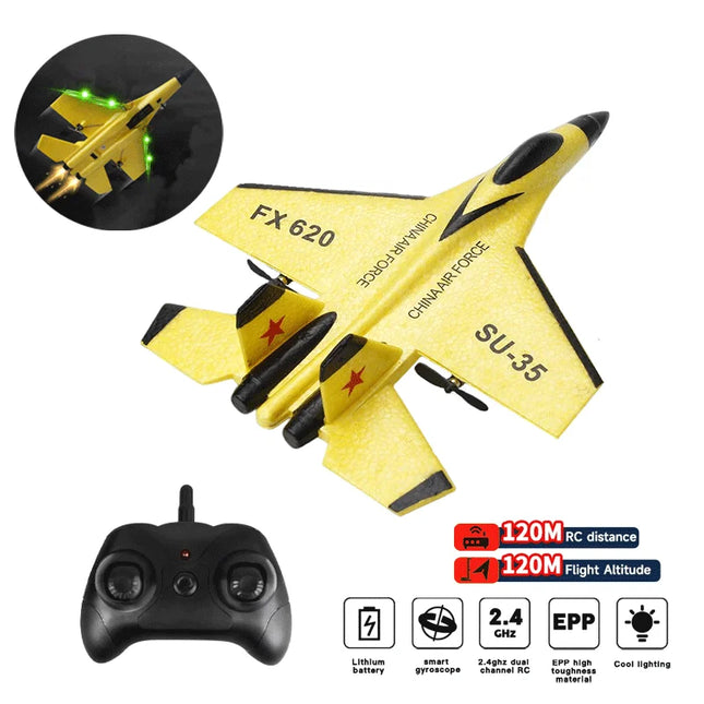 RC Mini Fighter Jet Foam Glider | RX620, J20 FX630 & SU57 FX657 | 2.4G Remote Control Airplane for Kids & Beginners