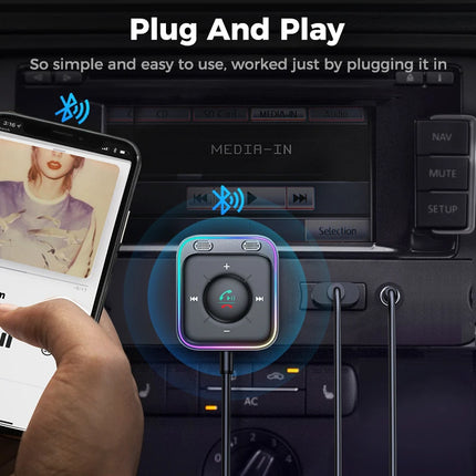 Bluetooth 5.3 Car AUX Adapter — Dual Mics, ENC Noise Cancellation, 3.5mm Wireless Receiver | JR-CB3