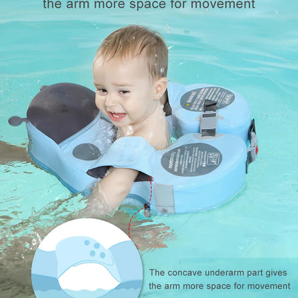 Mambobaby Baby Swimming Float | Non-Inflatable Shoulder Float with Optional Sun Canopy | 6–72 Months | Blue, Pink & Yellow