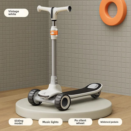 Foldable Kids Scooter with LED Wheels – Ages 2–8 | White, Blue & Pink