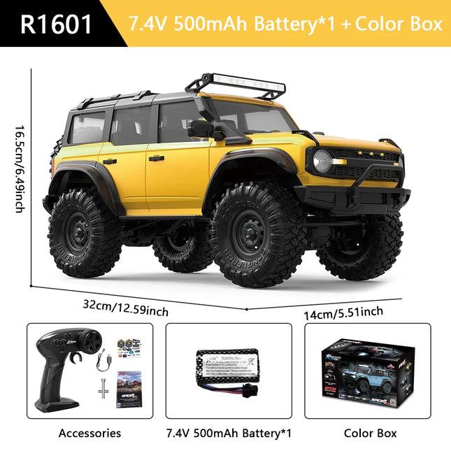 RC Off-Road Crawler Truck 1:16 4WD | 2.4G Remote Control Car with LED Lights & Metal Parts | 12 Colors (R1601–R1612)