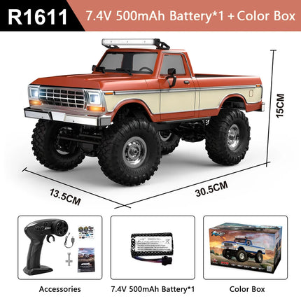 RC Off-Road Crawler Truck 1:16 4WD | 2.4G Remote Control Car with LED Lights & Metal Parts | 12 Colors (R1601–R1612)