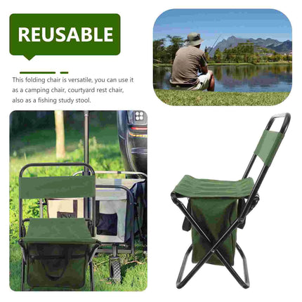 Outdoor Folding Chair with Storage Bag & Backrest — Portable Camping Stool