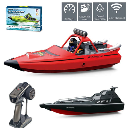 TX725 / TX727 RC Turbojet Speedboat | 2.4G 30km/h+ High-Speed Remote Control Jet Boat | Red, Black, Gray & Green