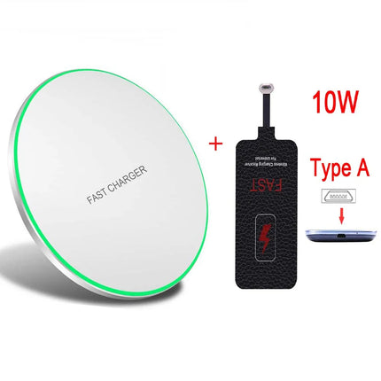 Wireless Charger Kit – 15W Fast Charging Pad + Receiver for iPhone & Android