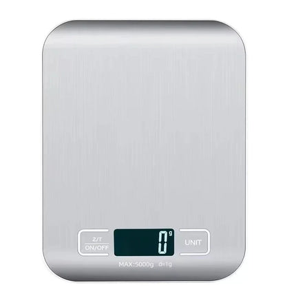 Digital Kitchen Scale — LED Display, 5kg/1g, Stainless Steel, 6 Units | Silver