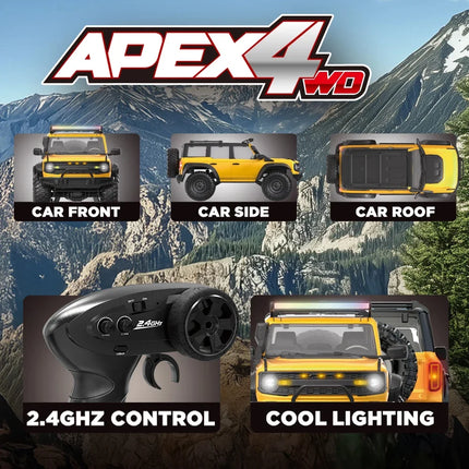 RC Off-Road Crawler Truck 1:16 4WD | 2.4G Remote Control Car with LED Lights & Metal Parts | 12 Colors (R1601–R1612)