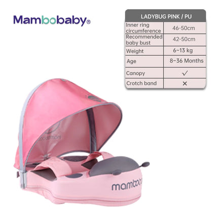 Mambobaby Baby Swimming Float | Non-Inflatable Shoulder Float with Optional Sun Canopy | 6–72 Months | Blue, Pink & Yellow