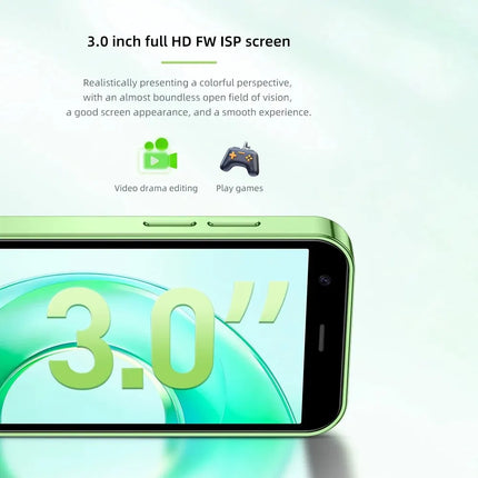هاتف SOYES S26 Mini الذكي — شاشة 3 بوصات بنظام Android 8.1، شريحتين، 2 جيجابايت + 16 جيجابايت، بطارية 1000 مللي أمبير، منفذ Type-C | أسود وأخضر