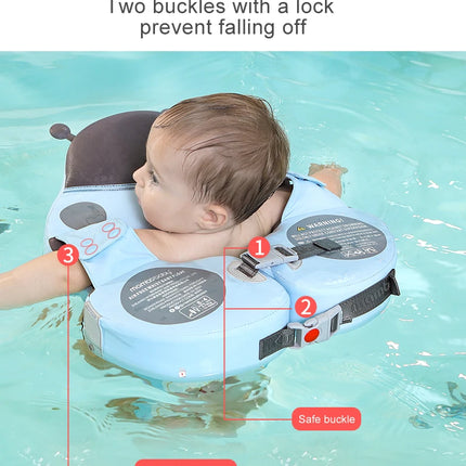 Mambobaby Baby Swimming Float | Non-Inflatable Shoulder Float with Optional Sun Canopy | 6–72 Months | Blue, Pink & Yellow