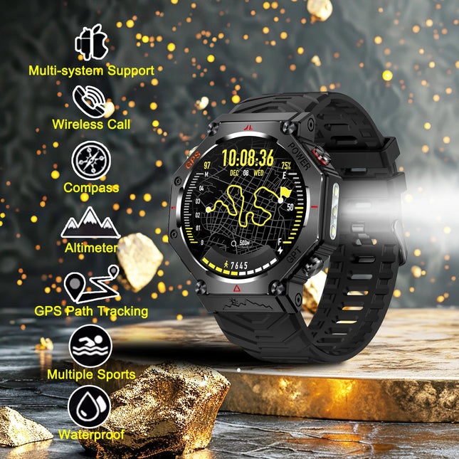 GPS Smartwatch — 1.39" AI Voice, Heart Rate, 3ATM Waterproof | Camouflage, Pink, Black