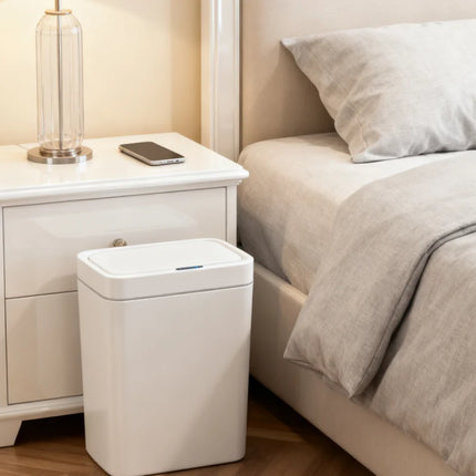 15L Smart Sensor Trash Can — Touchless Auto-Open, IPX5 Waterproof, Auto Bagging | White
