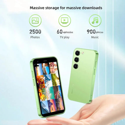 هاتف SOYES S26 Mini الذكي — شاشة 3 بوصات بنظام Android 8.1، شريحتين، 2 جيجابايت + 16 جيجابايت، بطارية 1000 مللي أمبير، منفذ Type-C | أسود وأخضر