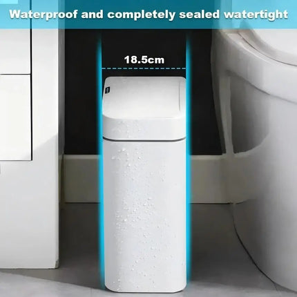 15L Smart Sensor Trash Can — Touchless Auto-Open, IPX5 Waterproof, Auto Bagging | White