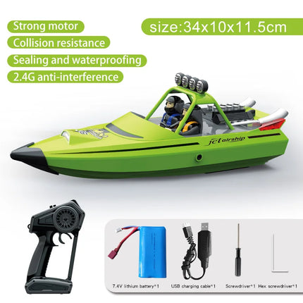 TX725 / TX727 RC Turbojet Speedboat | 2.4G 30km/h+ High-Speed Remote Control Jet Boat | Red, Black, Gray & Green