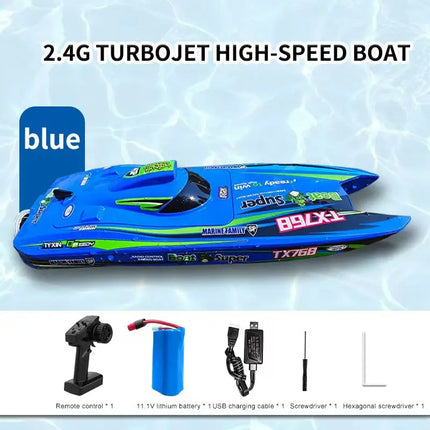 TX768 RC Speedboat | 2.4G Brushless High-Speed Remote Control Boat 45km/h | White & Blue