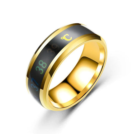 Temperature Sensitive Mood Ring — Color-Changing Stainless Steel, 4 Colors, Sizes 6–12