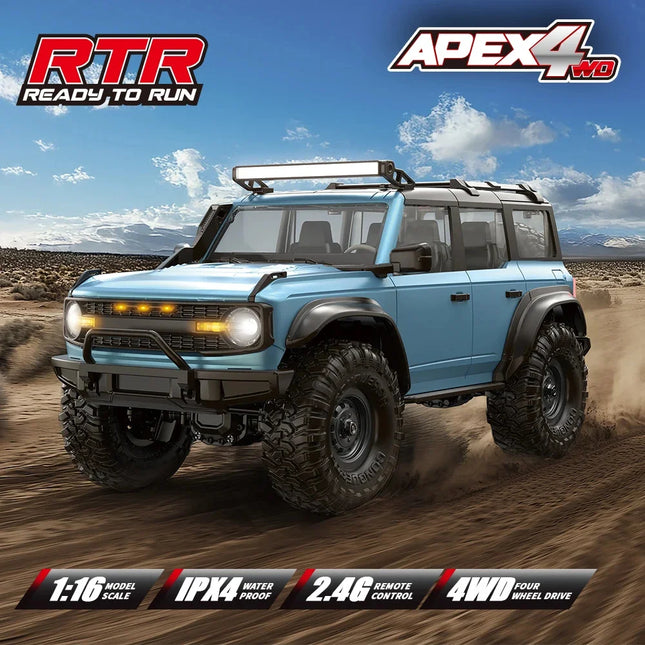 RC Off-Road Crawler Truck 1:16 4WD | 2.4G Remote Control Car with LED Lights & Metal Parts | 12 Colors (R1601–R1612)