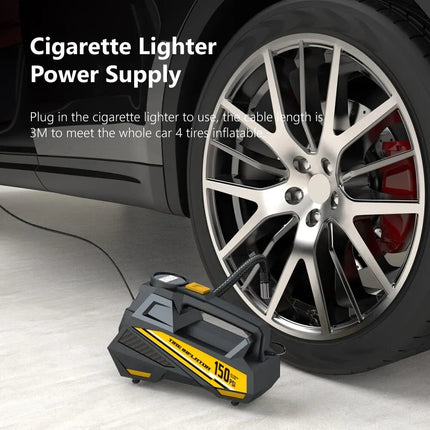 Portable Car Air Pump 12V 150PSI — Electric Tire Inflator with LED Light