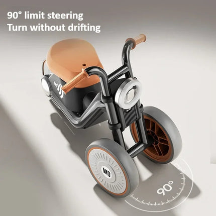 Kids Balance Bike Ride-On Motorcycle with Music & Lights – Brown, Green & Black | Boys & Girls