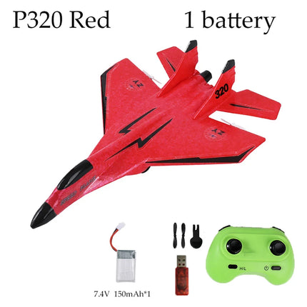 P320 RC Glider Airplane | 2.4G 2CH Hand-Throw Fixed Wing Foam Plane | 15–20 Min Flight | Blue, Red & Yellow