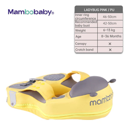 Mambobaby Baby Swimming Float | Non-Inflatable Shoulder Float with Optional Sun Canopy | 6–72 Months | Blue, Pink & Yellow