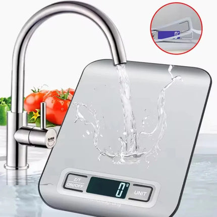 Digital Kitchen Scale — LED Display, 5kg/1g, Stainless Steel, 6 Units | Silver