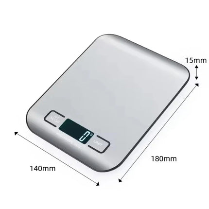 Digital Kitchen Scale — LED Display, 5kg/1g, Stainless Steel, 6 Units | Silver
