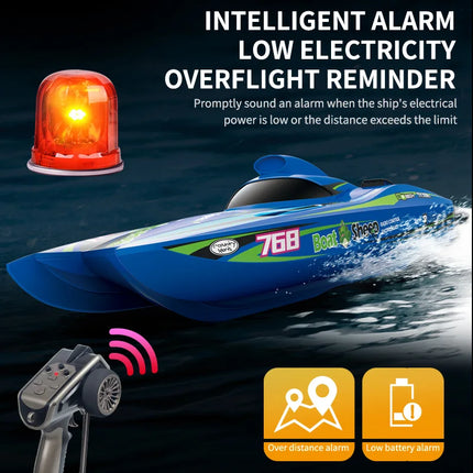 TX768 RC Speedboat | 2.4G Brushless High-Speed Remote Control Boat 45km/h | White & Blue