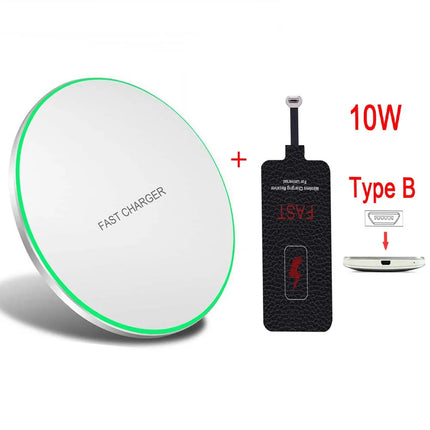 Wireless Charger Kit – 15W Fast Charging Pad + Receiver for iPhone & Android