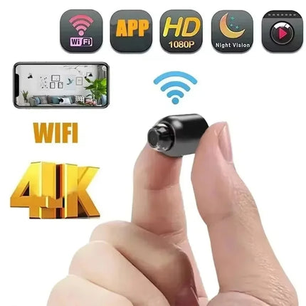 كاميرا مراقبة صغيرة بواي فاي — 1080P HD، رؤية ليلية، كشف الحركة، مقاومة للماء بمعيار IP66