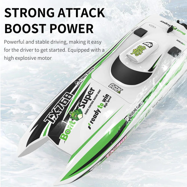 TX768 RC Speedboat | 2.4G Brushless High-Speed Remote Control Boat 45km/h | White & Blue