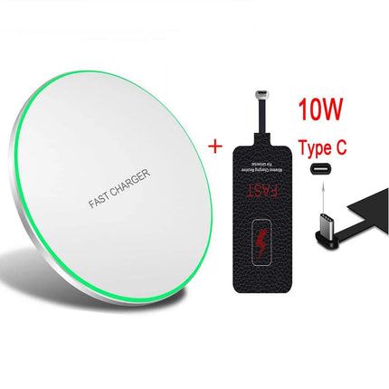 Wireless Charger Kit – 15W Fast Charging Pad + Receiver for iPhone & Android
