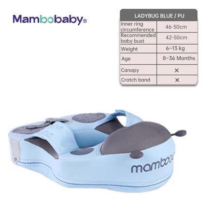 Mambobaby Baby Swimming Float | Non-Inflatable Shoulder Float with Optional Sun Canopy | 6–72 Months | Blue, Pink & Yellow