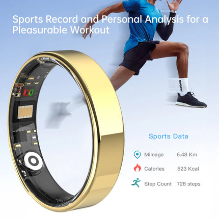 Smart Health Ring — Heart Rate, Sleep & Blood Oxygen Monitor, 5ATM Waterproof | Silver, Black, Gold