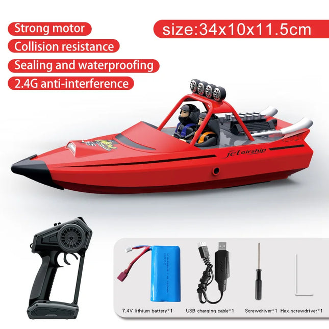 TX725 / TX727 RC Turbojet Speedboat | 2.4G 30km/h+ High-Speed Remote Control Jet Boat | Red, Black, Gray & Green