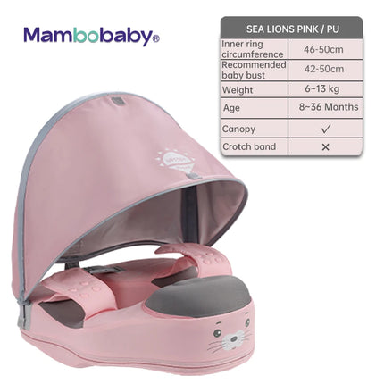 Mambobaby Baby Swimming Float | Non-Inflatable Shoulder Float with Optional Sun Canopy | 6–72 Months | Blue, Pink & Yellow