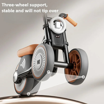 Kids Balance Bike Ride-On Motorcycle with Music & Lights – Brown, Green & Black | Boys & Girls