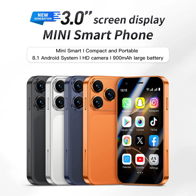 SOYES A17 Mini Smartphone — 3" Android 8.1, Dual SIM, 2GB+16GB, Type-C | Blue, Orange, Black, Silver