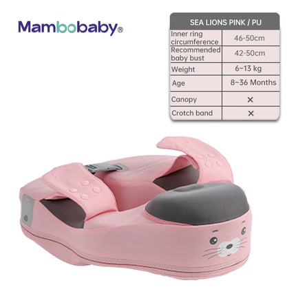 Mambobaby Baby Swimming Float | Non-Inflatable Shoulder Float with Optional Sun Canopy | 6–72 Months | Blue, Pink & Yellow