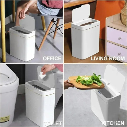15L Smart Sensor Trash Can — Touchless Auto-Open, IPX5 Waterproof, Auto Bagging | White